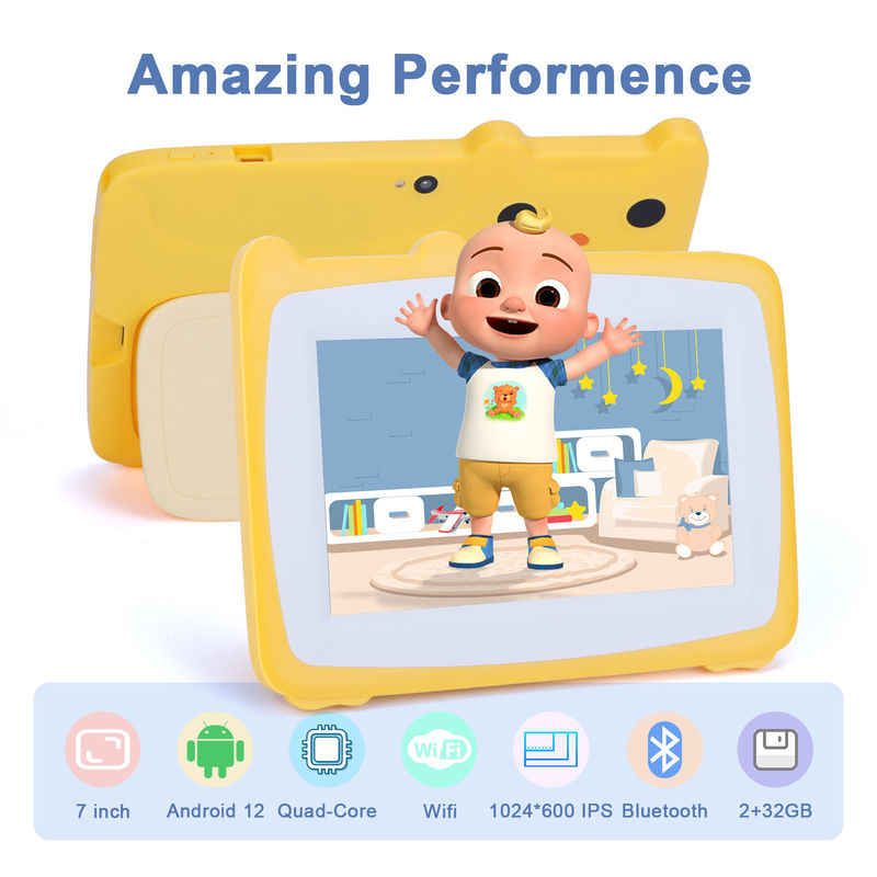 C-Idee 7 Zoll Kinder-Touchscreen Tablets Doppelkameras Hochdefinitionsbildschirm 2+32G Gelb