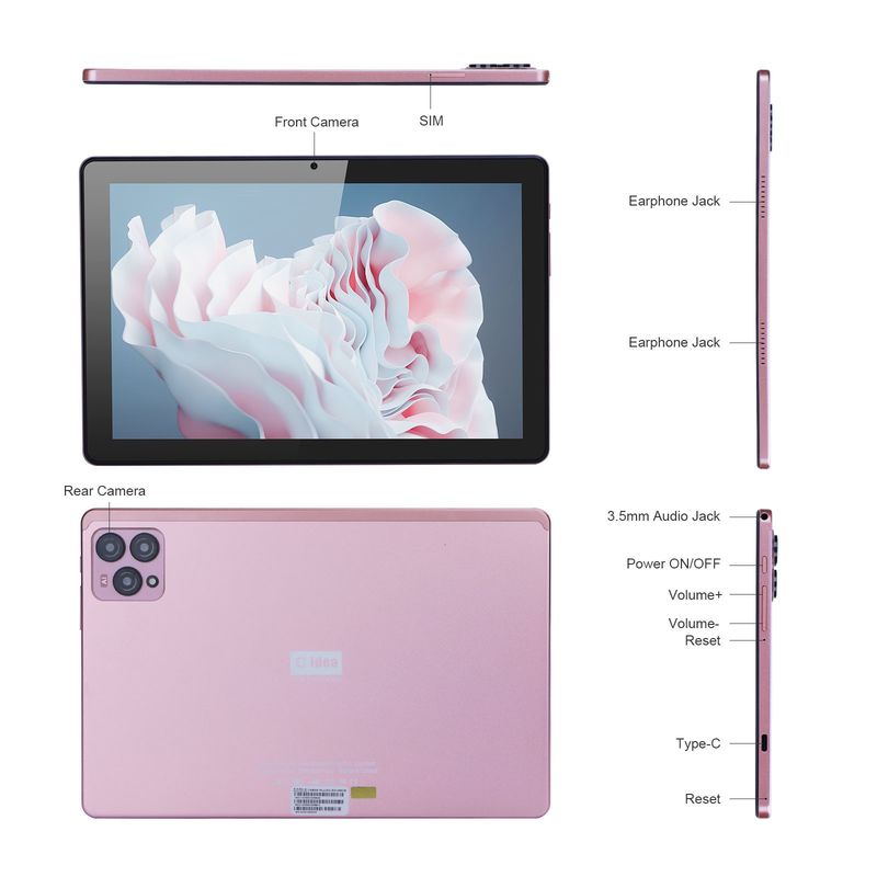 C-Idee 8 GB RAM 10 Zoll Tablet PC 256 GB ROM TF 256 GB Erweiterbar 1280×800 IPS Bildschirm 10000mAh Batterie CM 8000plus