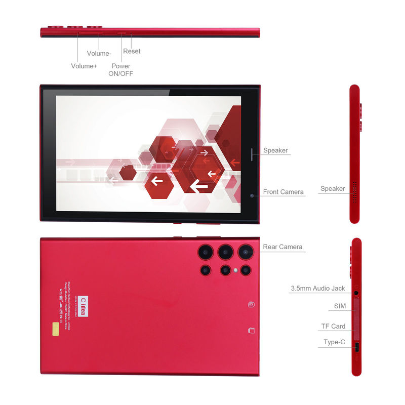 C-Idee WiFi 8 Zoll Tablet PC mit großer 8000mAh Akkulaufzeit 512GB Speicher Dual 5MP+8MP Kamera CM822 (Rot)