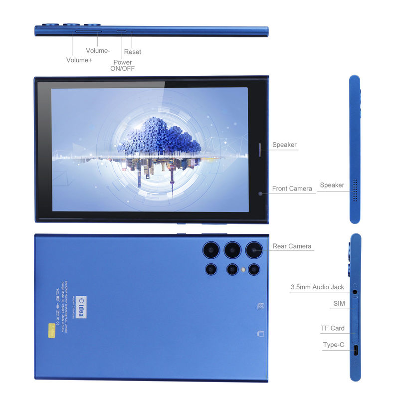 C-Idee Blau 8 Zoll Tablet PC mit Gehäuse 128GB+32GB Erweiterbarer Speicher 800X1280 HD Bildschirm für Geschenke CM822
