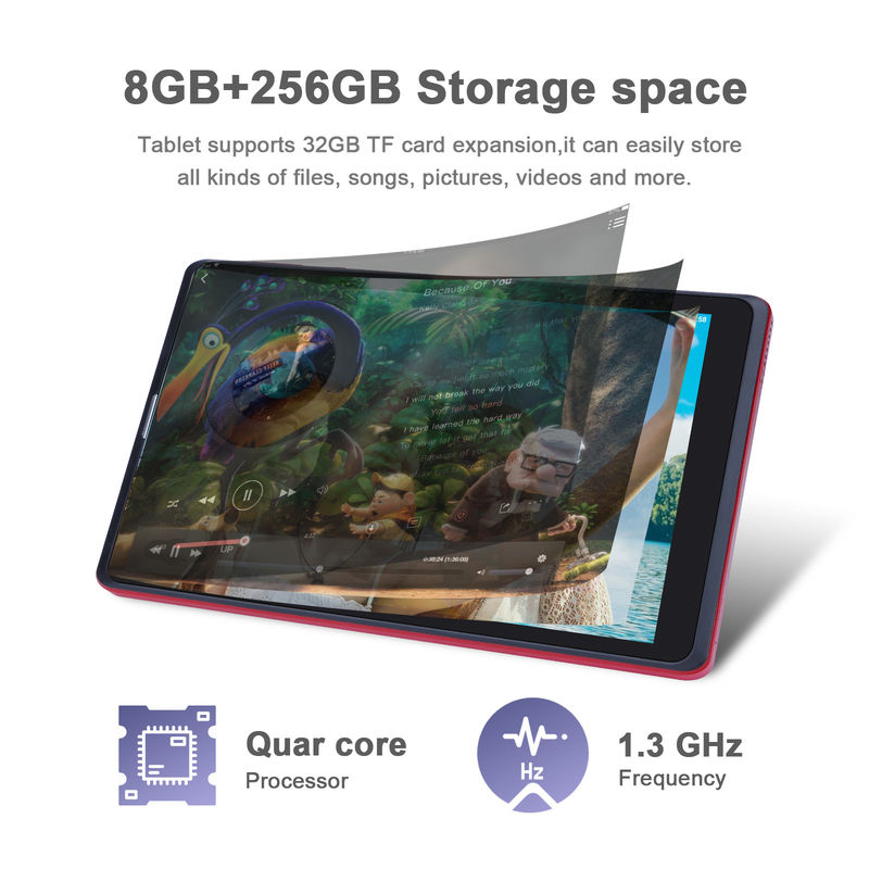 C-Idee Android 8 Zoll Tablet PC 256 GB Großkapazität Speicher 5MP + 8MP Kameras 8000mAh Akkulaufzeit Lesen CM835 Rot
