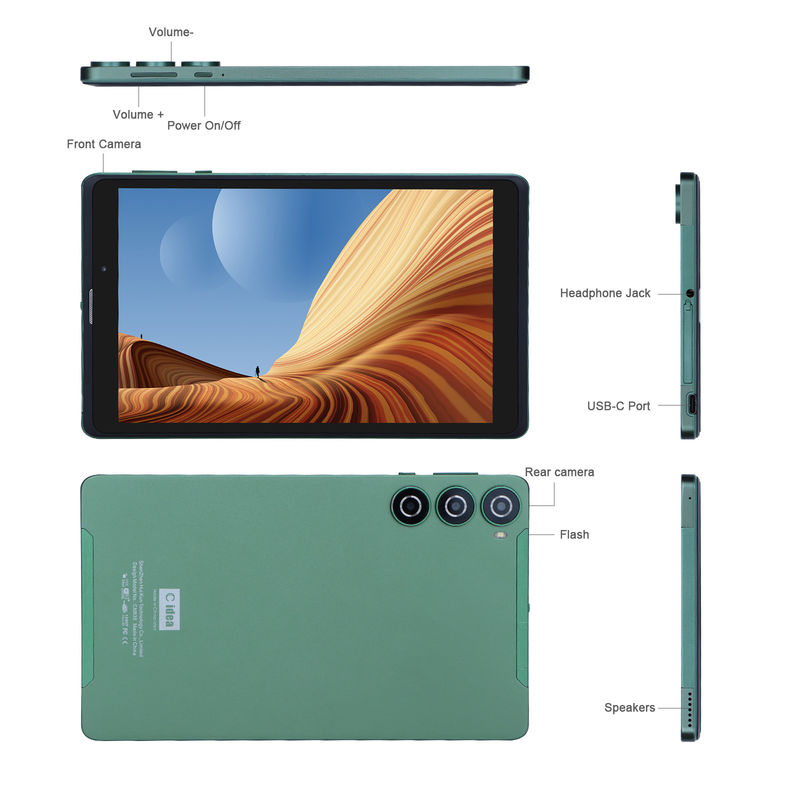 C-Idee Sim-Unterstützung Grünes Tablet PC 8GB RAM 256GB ROM 800x1280 IPS HD Bildschirm Tablet mit Gehäuse CM835