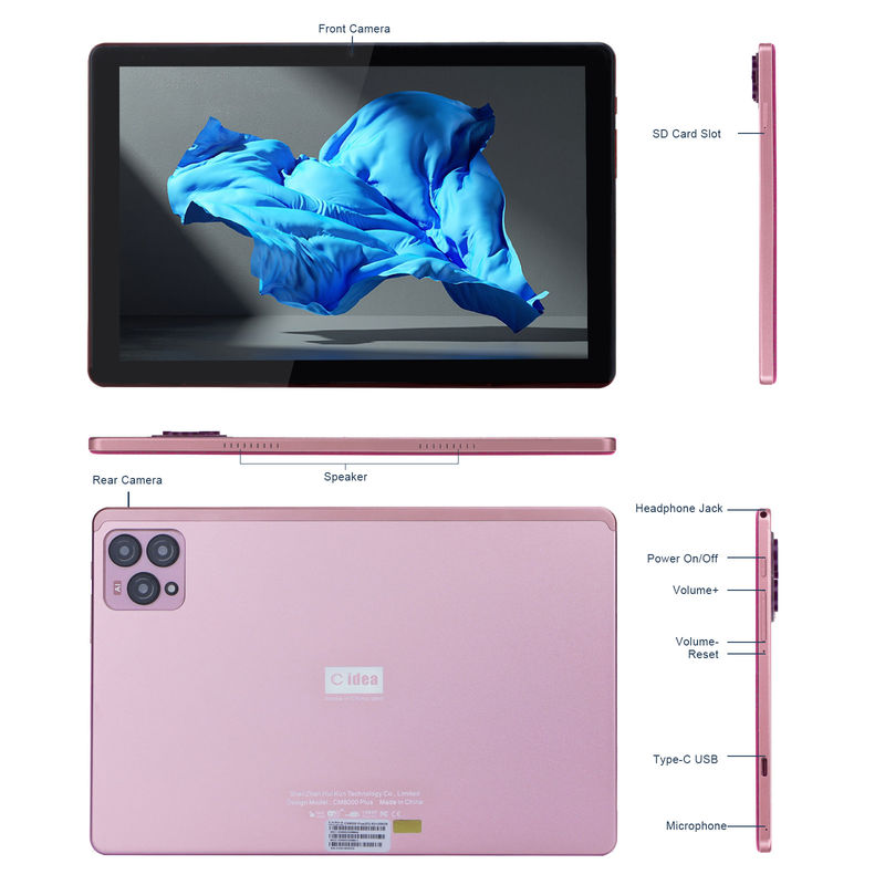 C Idee 10 Zoll Android 12 Tablet 8 GB RAM 256 GB ROM Modell CM8000PLUS Pink