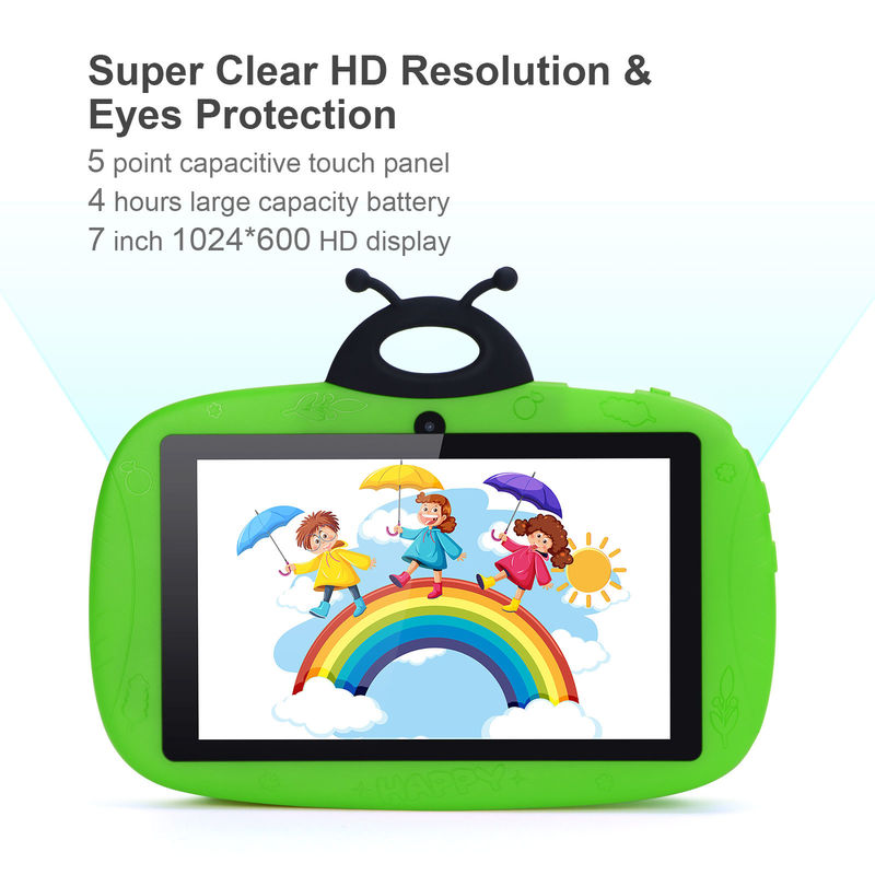 C-Idee Doppelkamera WiFi 7 Zoll Tablet PC Android Kinder für Kleinkinder Lernen 128 GB mit Fall Kids App CM76 Grün