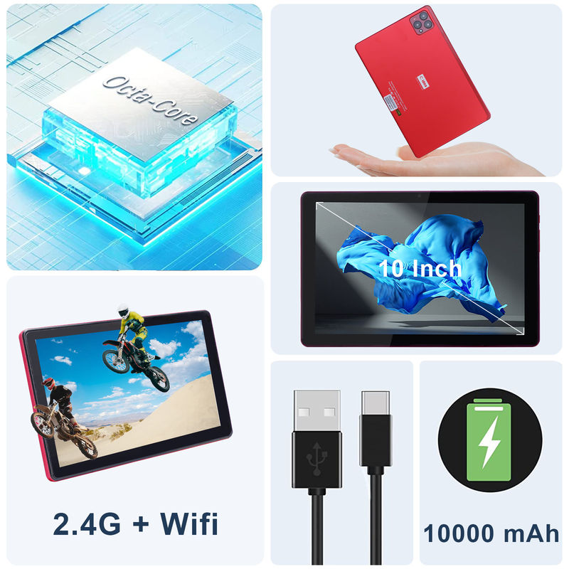 C Idee 10 Zoll Android 12 Tablet 8 GB RAM 256 GB ROM Modell CM8000PLUS Rot