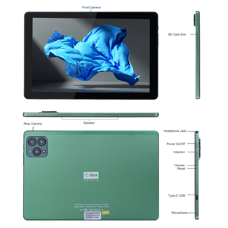 C Idee 10 Zoll Android 12 Tablet 8 GB RAM 256 GB ROM Modell CM8000PLUS Grün