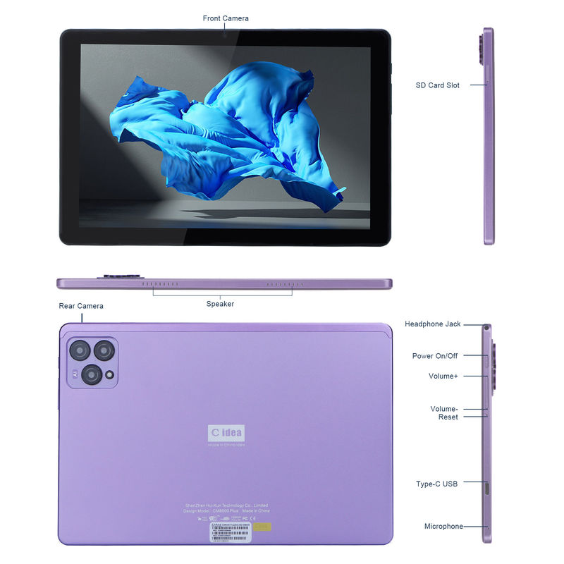 C Idee 10 Zoll Android 12 Tablet 8 GB RAM 256 GB ROM Modell CM8000PLUS Lila
