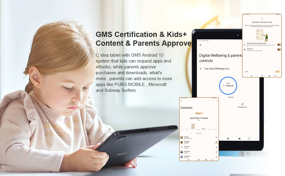 C-Idee Jugend 8 Zoll Tablet Android 13 mit Blaulichtbildschirm, WLAN, 32 GB + 64 GB, 800 * 1280 IPS Incell CM826