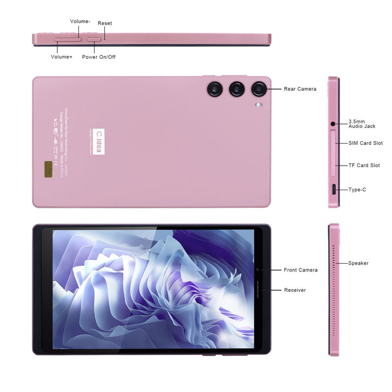 C Idea Android 12 Tablet 6GB RAM 128GB ROM mit SIM 7 Zoll Tablet PC für Studenten CM525 Pink