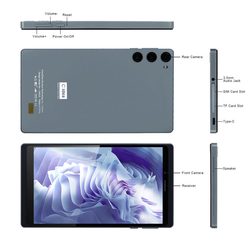 C Idea School Tablet 512 GB Android 12 mit SIM-Unterstützung Smart Tablet PC CM525 Grau