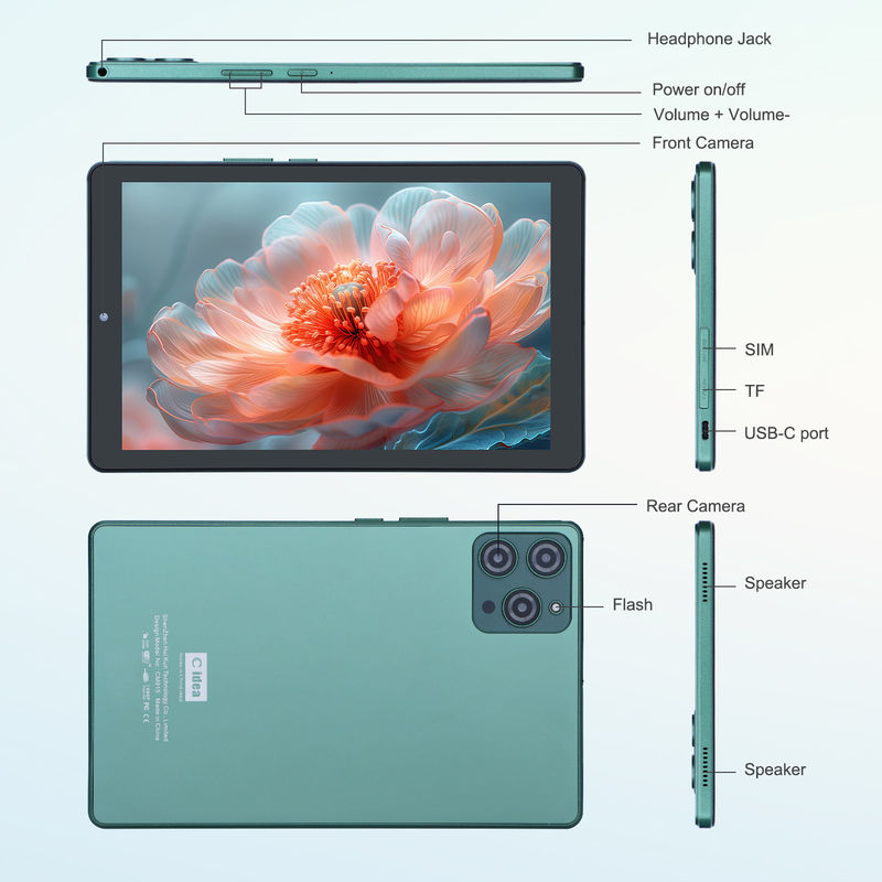 C-Idee 9 Zoll Android 12 Tablet 8 GB RAM 512 GB ROM 5MP + 8MP Dual Camera WIFI Tablet mit SIM CM915 (Grün)