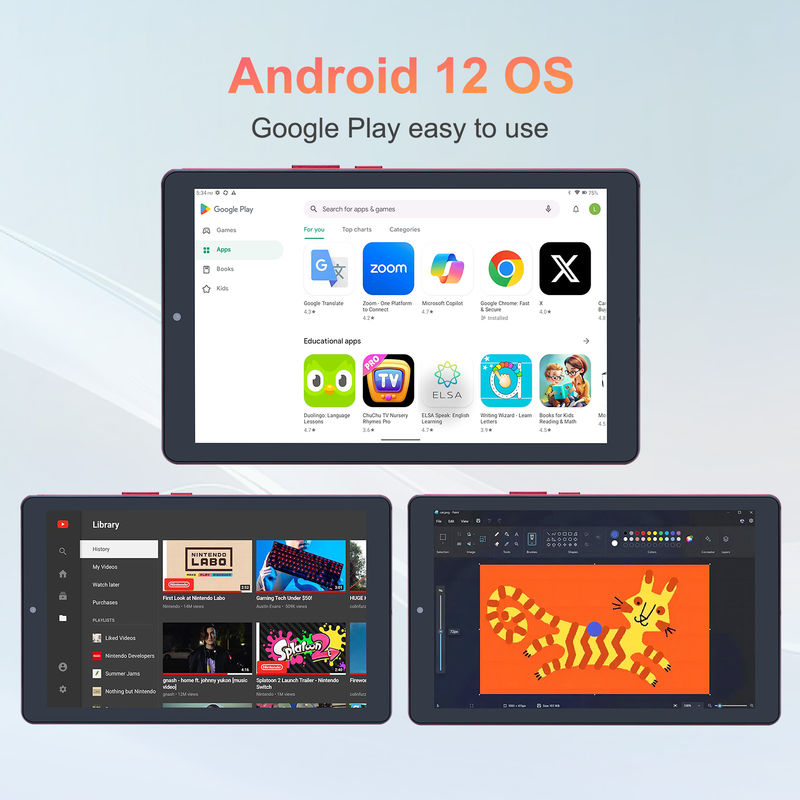 C-Idee 9 Zoll Android 12 Tablet 8 GB RAM 512 GB ROM 5MP + 8MP Dual Camera WIFI Tablet mit SIM CM915 (rot)