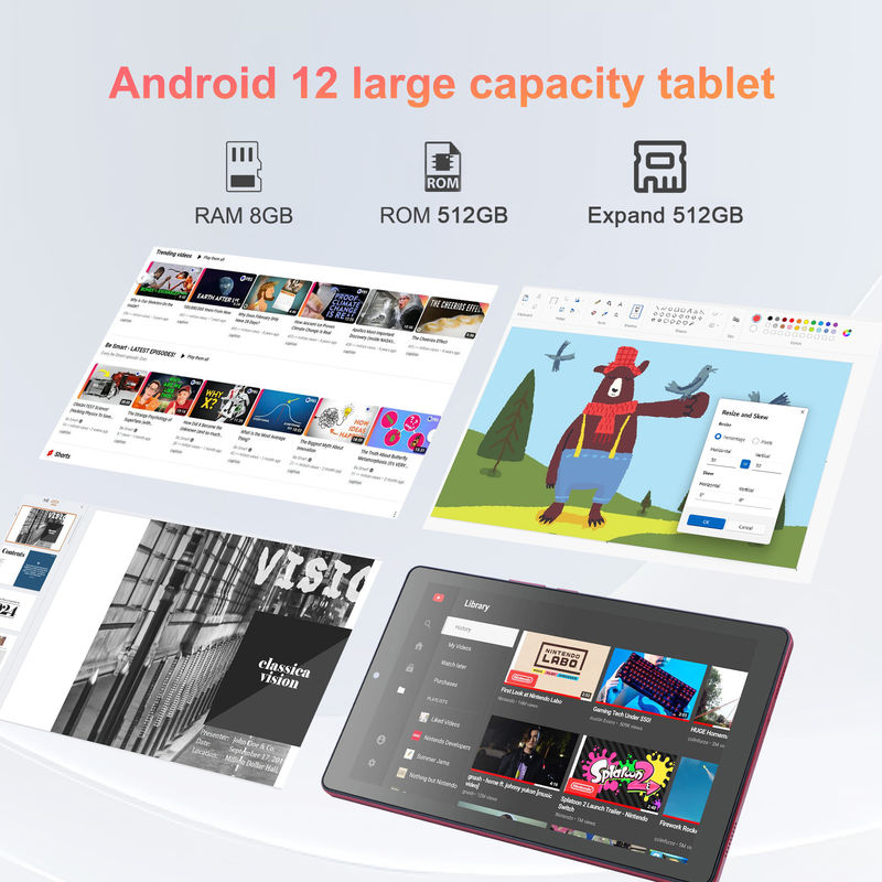 C-Idee 9 Zoll Android 12 Tablet 8 GB RAM 512 GB ROM 5MP + 8MP Dual Camera WIFI Tablet mit SIM CM915 (rot)
