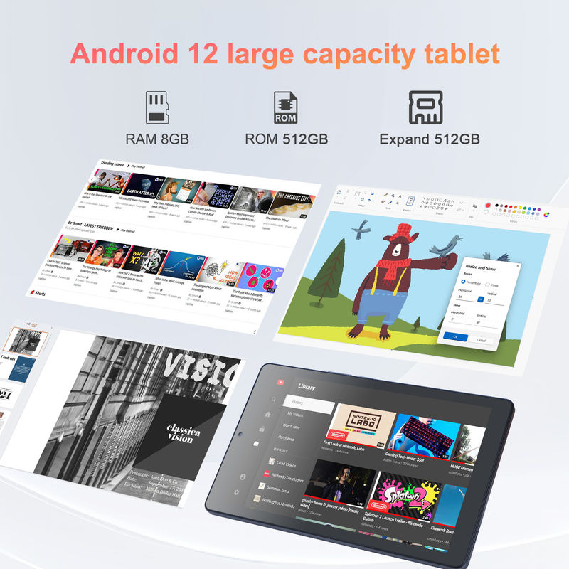 C-Idee 9 Zoll Android 12 Tablet 8 GB RAM 512 GB ROM 5MP + 8MP Dual Camera WIFI Tablet mit SIM CM915 (Grau)