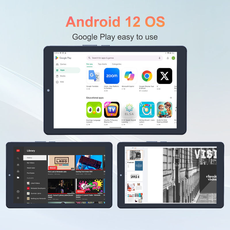 C-Idee 9 Zoll Android 12 Tablet 8 GB RAM 512 GB ROM 5MP + 8MP Dual Camera WIFI Tablet mit SIM CM915 (Grau)