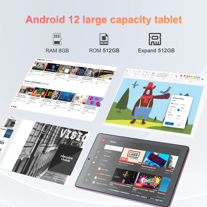C-Idee 9 Zoll Android 12 Tablet 8 GB RAM 512 GB ROM 5MP + 8MP Dual Camera WIFI Tablet mit SIM CM915 (Pink)