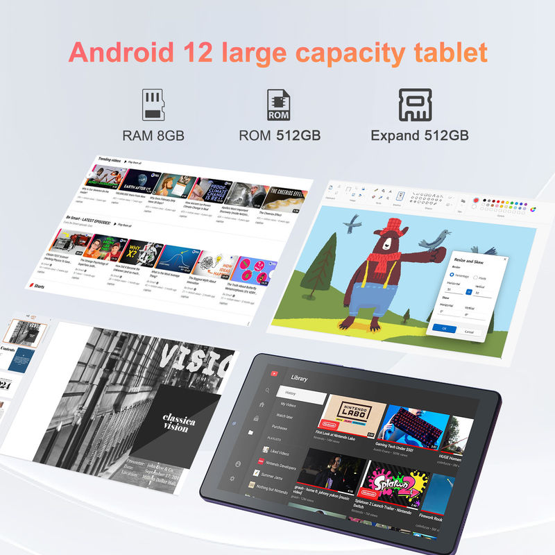 C-Idee 9 Zoll Android 12 Tablet 8 GB RAM 512 GB ROM 5MP + 8MP Dual Camera WIFI Tablet mit SIM CM915 (Purple)