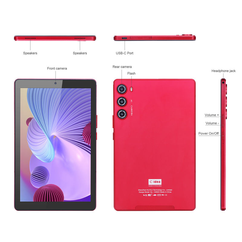 C-Idee 9 Zoll Tablet PC WIFI 2.4G/5G 800x1280 IPS Bildschirm Android Tablet Telefon Anruf Unterstützung Mit Dual-Kamera ((Rot)