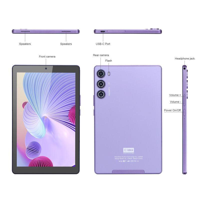 C-Idee 9 Zoll Tablet PC WIFI 2.4G/5G 800x1280 IPS Bildschirm Android Tablet Telefon Anrufunterstützung mit Dual-Kamera ((Purple)