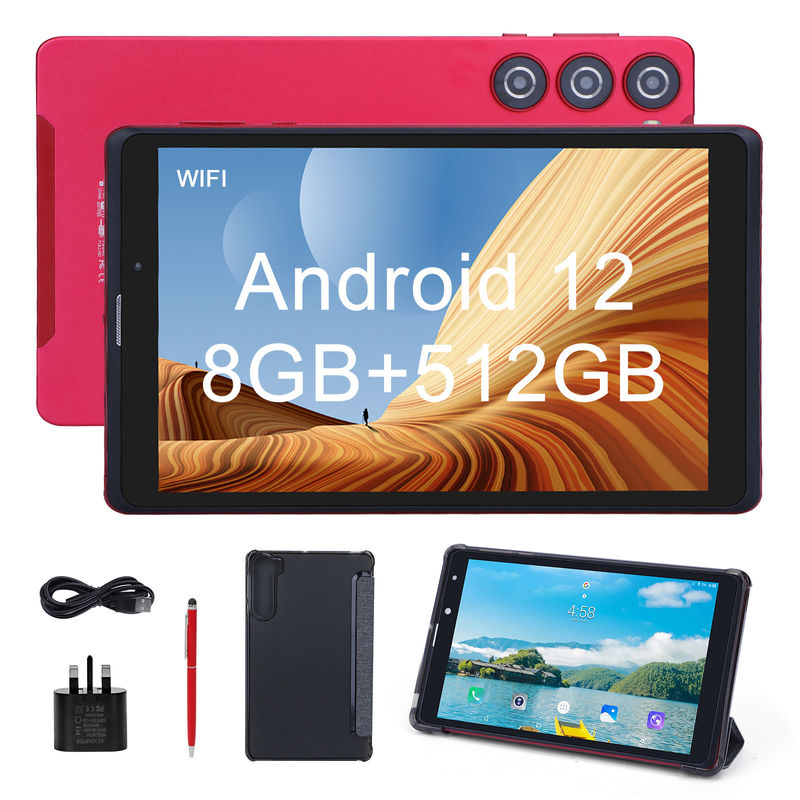 C-Idee 8 Zoll Android Tablet PC Hersteller mit Android 12 Quad Core 8GB+512GB Speicherplatz IPS HD Display CM835 ((rot)