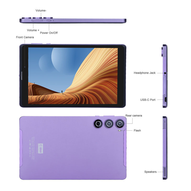 C-Idee 8 Zoll Android Tablet PC Hersteller mit Android 12 Quad Core 8GB+512GB Speicher IPS HD Display CM835 ((violett)