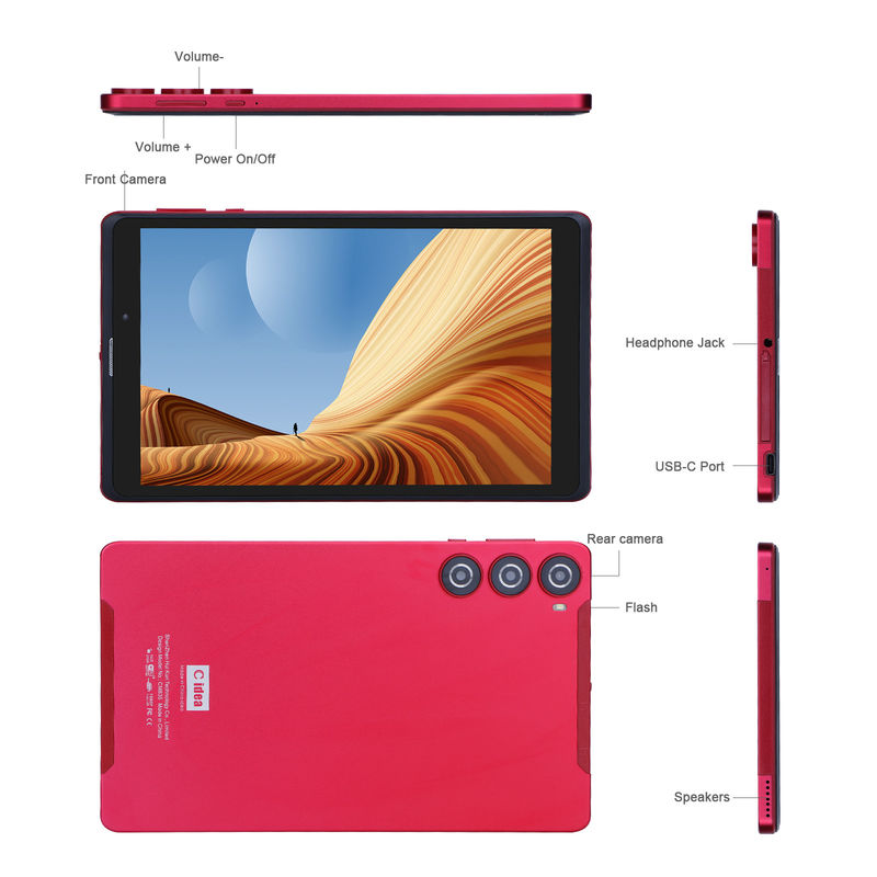 C-Idee 8 Zoll Android Tablet PC Hersteller mit Android 12 Quad Core 8GB+512GB Speicherplatz IPS HD Display CM835 ((rot)