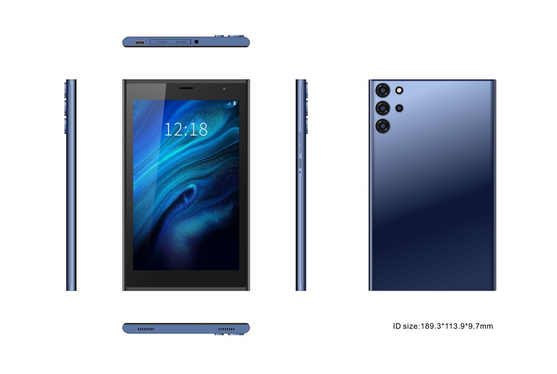 C Idea Smart Tablet PC 7 mit Gehäuse 6GB+128GB Erweiterbar 512GB Speicher Dual 5MP+8MP Kamera CM522 (Blau)