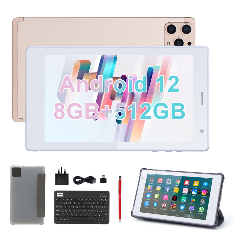 C-Idee 7 Zoll Android Smart Tablets 8+512GB Quad-Core WiFi Tablet HD Touchscreen CM513 ((Gold)