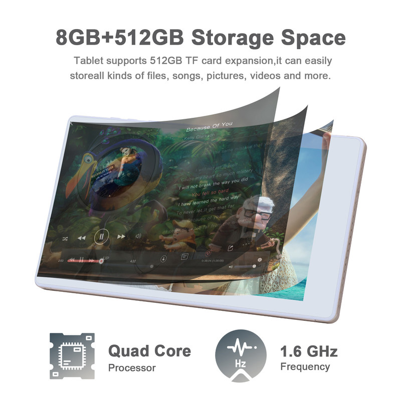 C-Idee 7 Zoll Android Smart Tablets 8+512GB Quad-Core WiFi Tablet HD Touchscreen CM513 ((Gold)