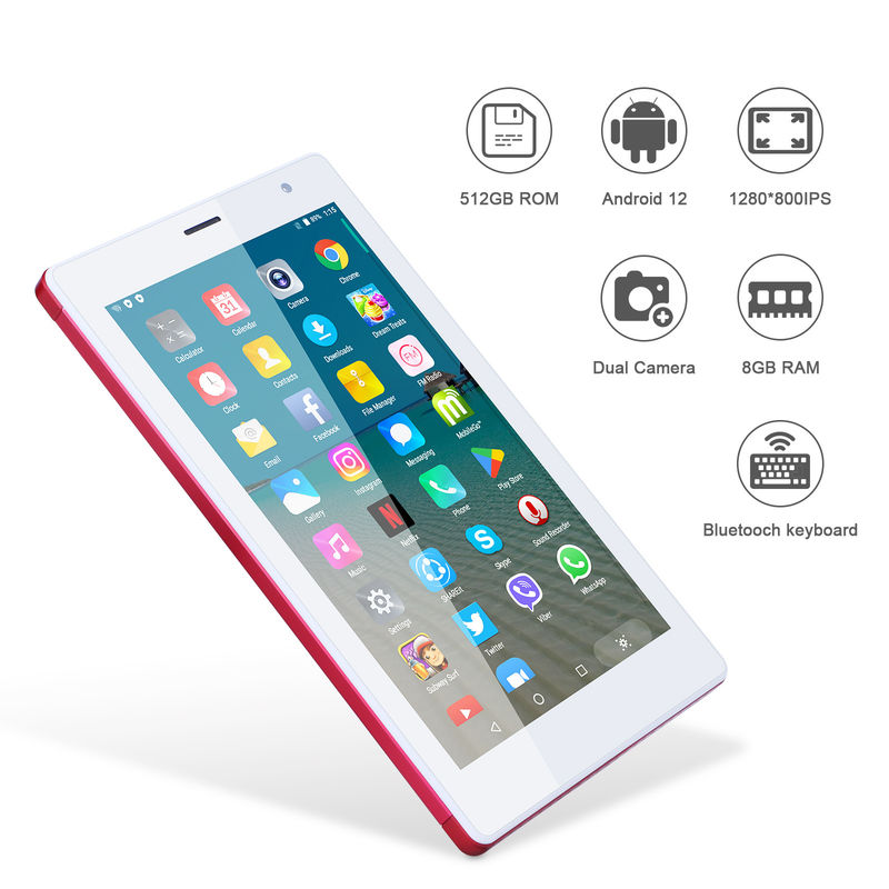 C-Idee 7 Zoll Android Smart Tablets 8+512 GB Quad-Core WiFi Tablet HD Touchscreen CM513 ((Rot)