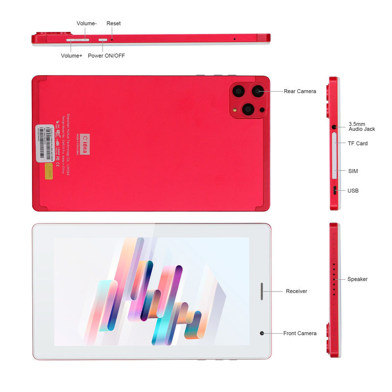 C-Idee 7 Zoll Android Smart Tablets 8+512 GB Quad-Core WiFi Tablet HD Touchscreen CM513 ((Rot)
