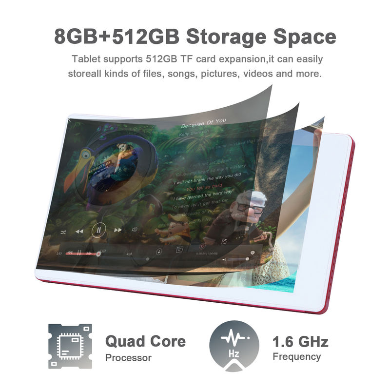 C-Idee 7 Zoll Android Smart Tablets 8+512 GB Quad-Core WiFi Tablet HD Touchscreen CM513 ((Rot)