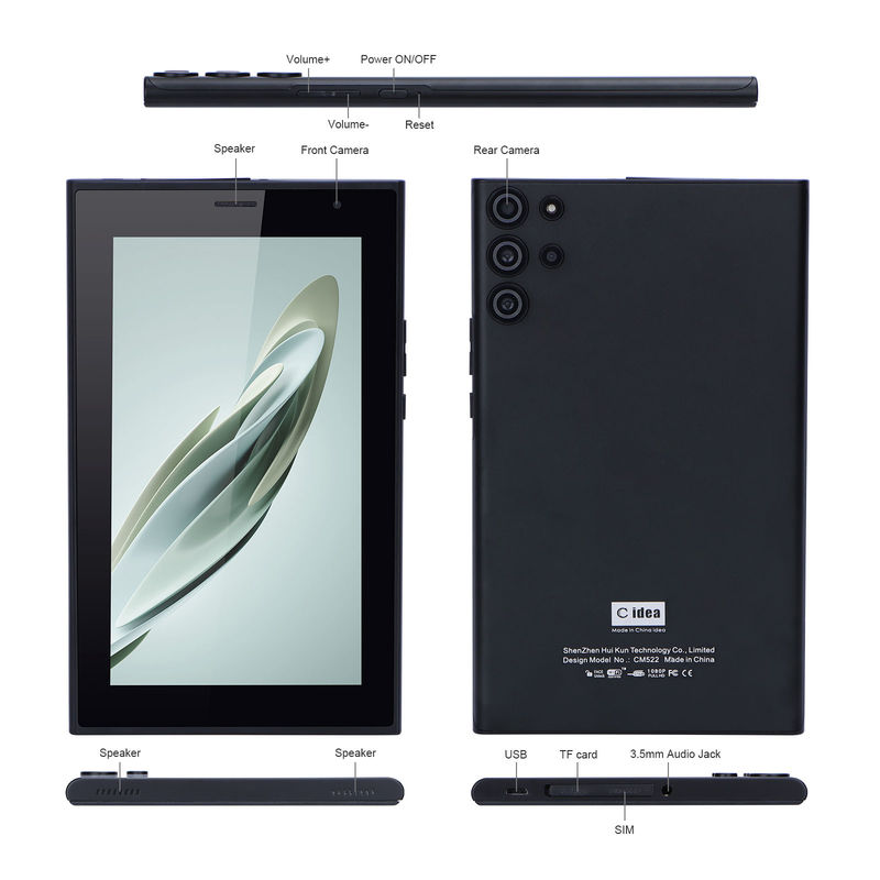 C-Idee Portable 7-Zoll-Tablet mit blauem Bildschirm WiFi 32GB+32GB Erweiterte Doppelkamera zum Geschenk CM522 Schwarz