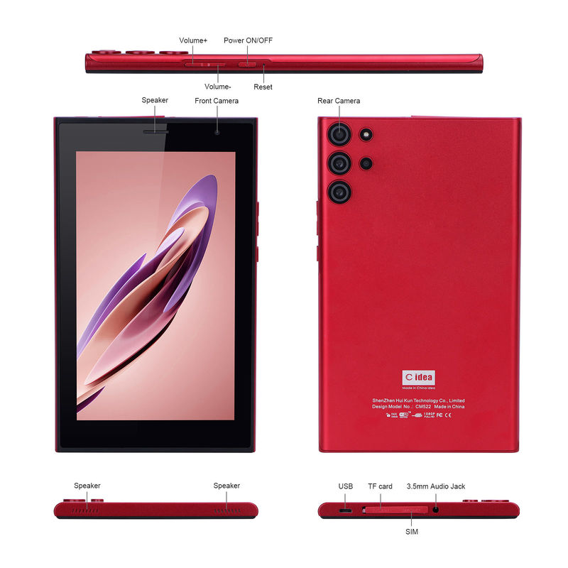 C-Idee Android 7 Zoll Tablet PC mit 6 RAM + 128 ROM Speicher 6000mAh Akkulaufzeit für Kinder und Erwachsene CM522 Rot