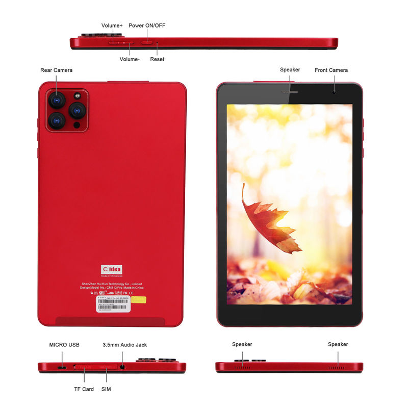 C Idee 8 Zoll Android 12 Tablet 6 GB RAM 512 GB ROM 8000mAh Batterie 5+8MP Kamera CM813 PRO-rot