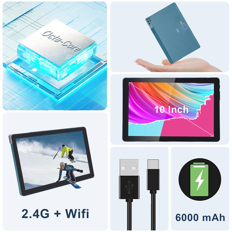 C-Idee 256ROM 10 Zoll Tablet PC Dual 5MP + 8MP Kamera Quad Core mit Tastaturgehäuse CM7000 Blau