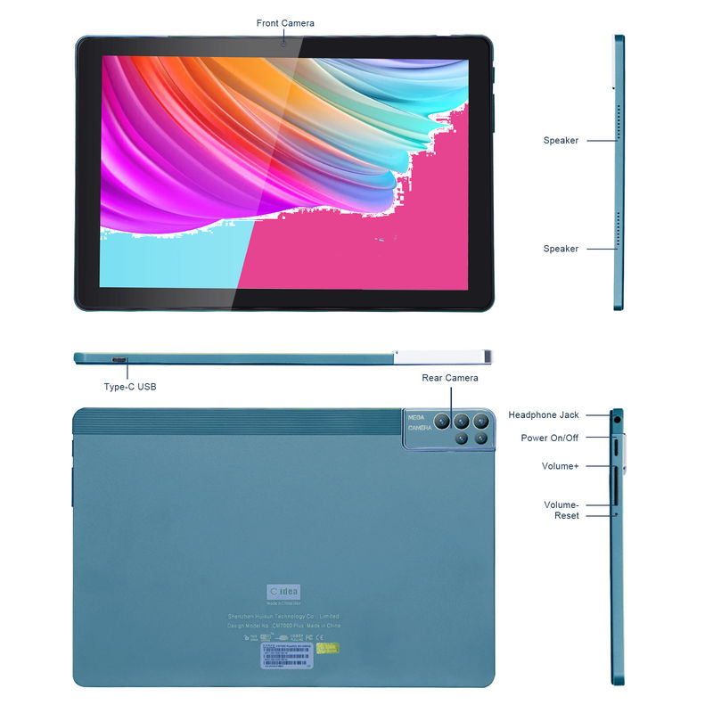 C-Idee 256ROM 10 Zoll Tablet PC Dual 5MP + 8MP Kamera Quad Core mit Tastaturgehäuse CM7000 Blau