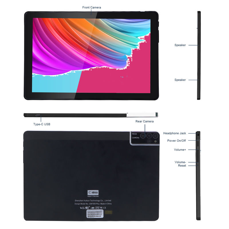 C Idee 800x1280 IPS 10 Zoll Tablet PC mit Gehäuse 256GB ROM Quad Core Dual 5MP+8MP Kamera HD IPS Display CM7000 Schwarz