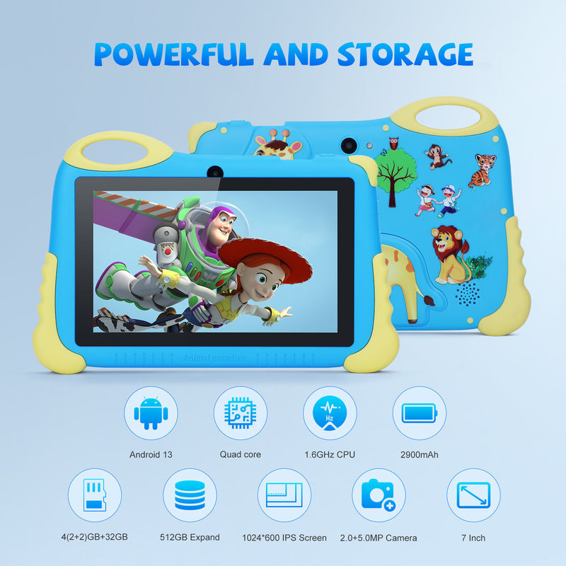 C Idea 7 Zoll Android Tablet für 3-7 Jahre Erweitern 512 GB Tablet Kidspad mit Gehäuse CM92