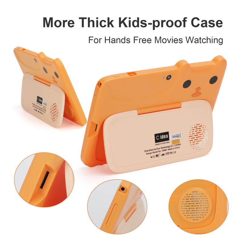 C-Idee 7 Zoll Tablet Kidspad mit 4 GB RAM + 64 GB ROM HD IPS Sicherheits-Augen-Schutz für Baby CM80 Orange