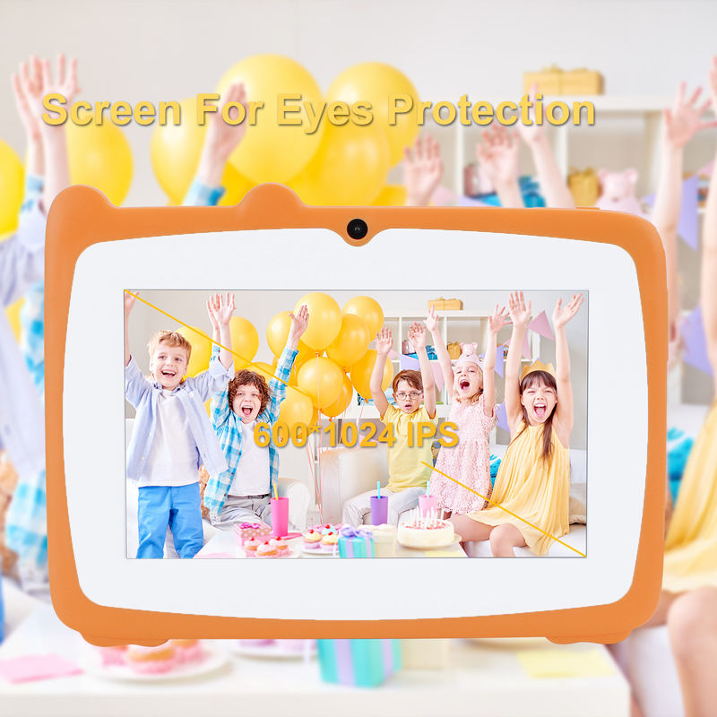C-Idee 7 Zoll Tablet Kidspad mit 4 GB RAM + 64 GB ROM HD IPS Sicherheits-Augen-Schutz für Baby CM80 Orange
