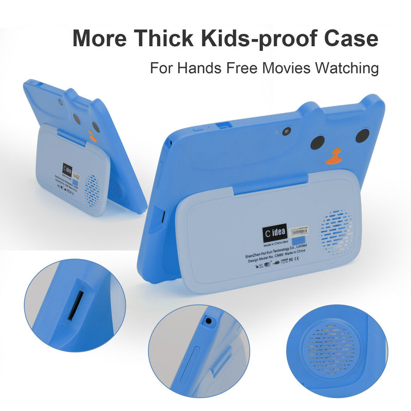 C-Idee Lerntablet Kidspad 7 Zoll mit kinderfreundlichem Gehäuse 4GB + 64GB Quad Core 600 X 1024 IPS CM80 Blau