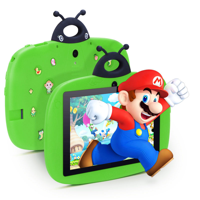 C-Idee Doppelkamera WiFi 7 Zoll Tablet PC Android Kinder für Kleinkinder Lernen 128 GB mit Fall Kids App CM76 Grün