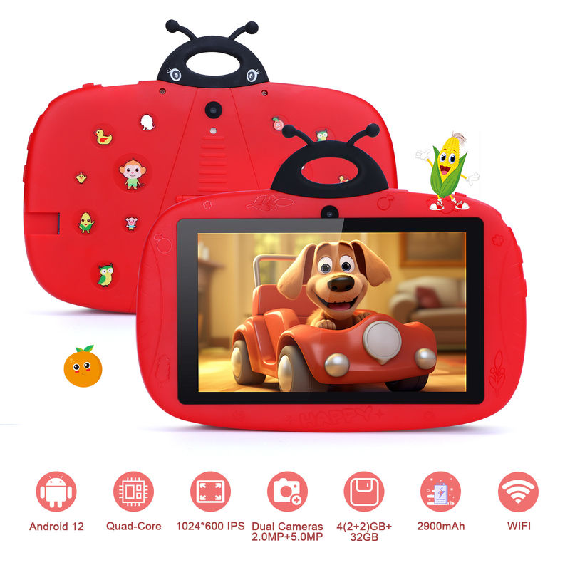 C IdeeKinderlernenC Idee 7 Zoll WIFI Tablet Android 12 32GB+32GB Erweiterbarer Speicher CM77Rot