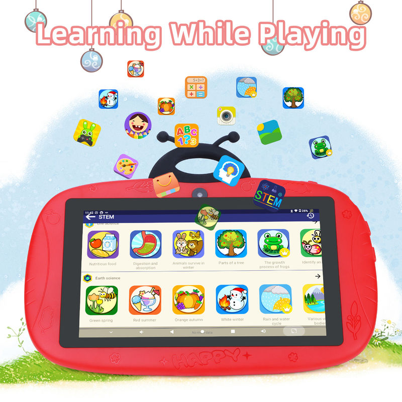 C IdeeKinderlernenC Idee 7 Zoll WIFI Tablet Android 12 32GB+32GB Erweiterbarer Speicher CM77Rot