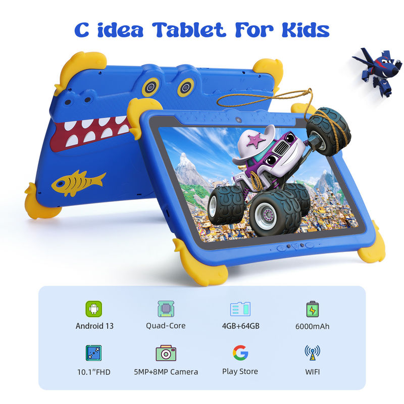 C Idea Kids Tab 10,1 Zoll Android 13 Tablet für Kinder 4 GB RAM 64 GB ROM Augenschutz Touchscreen für Kinder im Alter von 3-8 Jahren