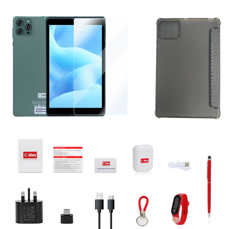 C Idee 8 Zoll Android Tablet PC mit Android 12 Betriebssystem Quad-Core CPU 8 GB RAM 512 GB Speicher IPS HD Display CM818-Grün