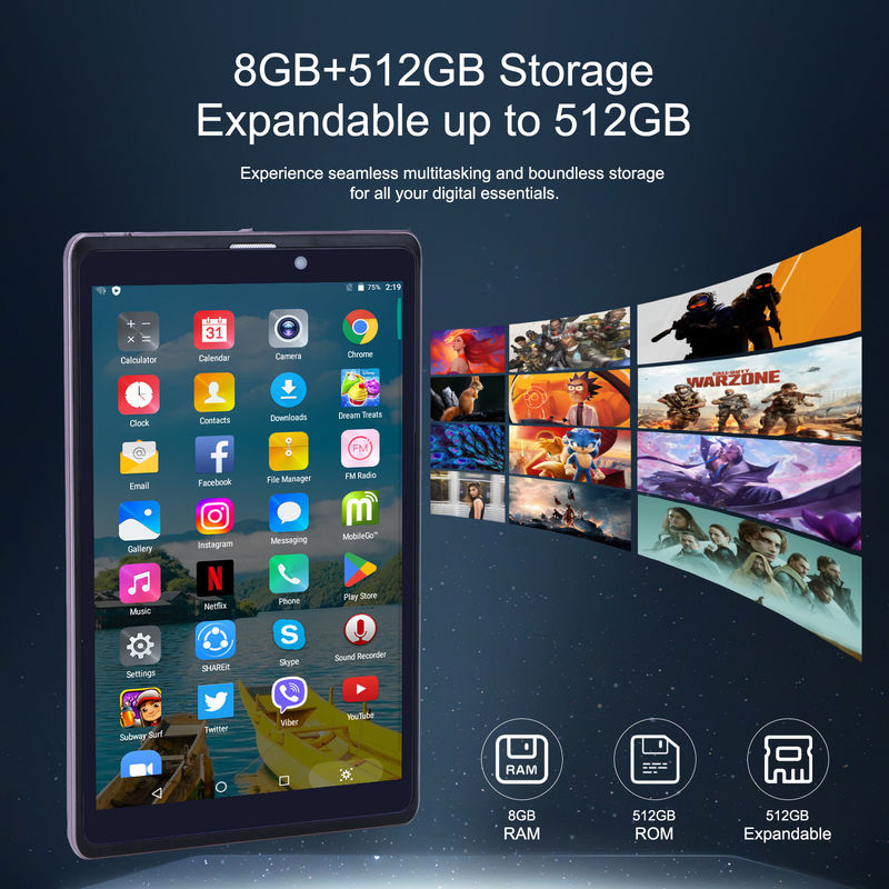 C Idee 8 Zoll Android 12 Tablet 8000mAh Batterie 5+8MP Kamera 8GB RAM 512GB ROM für Bildung Lernen CM818-rosa