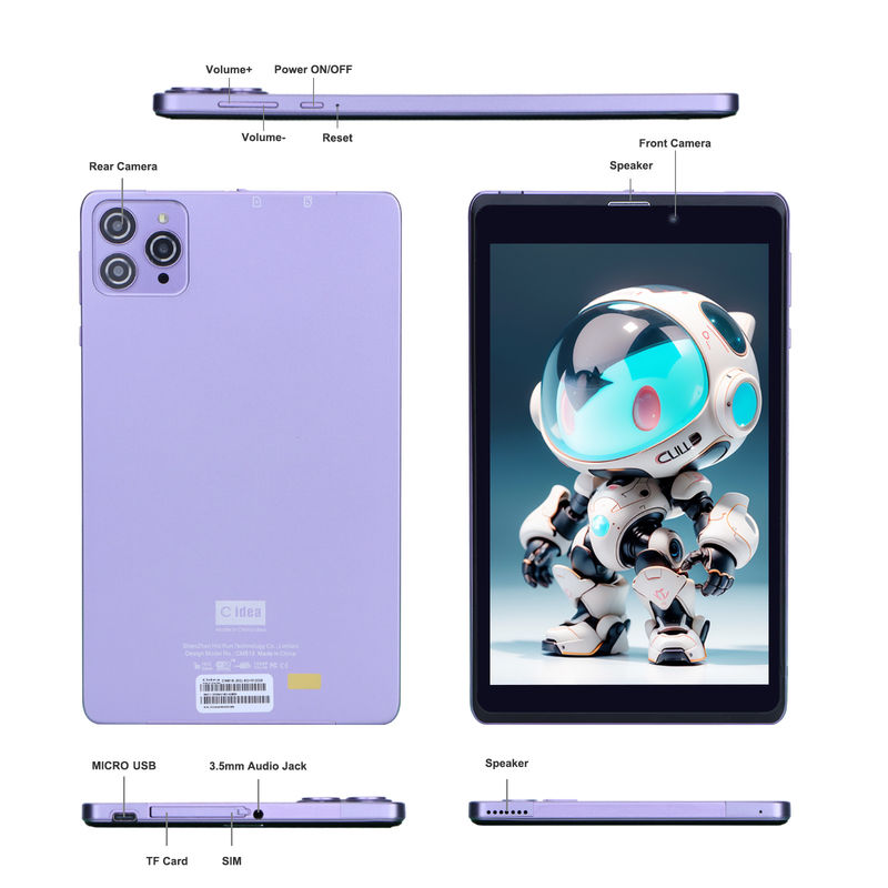 C Idea Portable 8 In Android Tablet PC 8 GB RAM 512 GB Android 12 Tablet IPS HD Anzeige Vierkern CM818-Purple