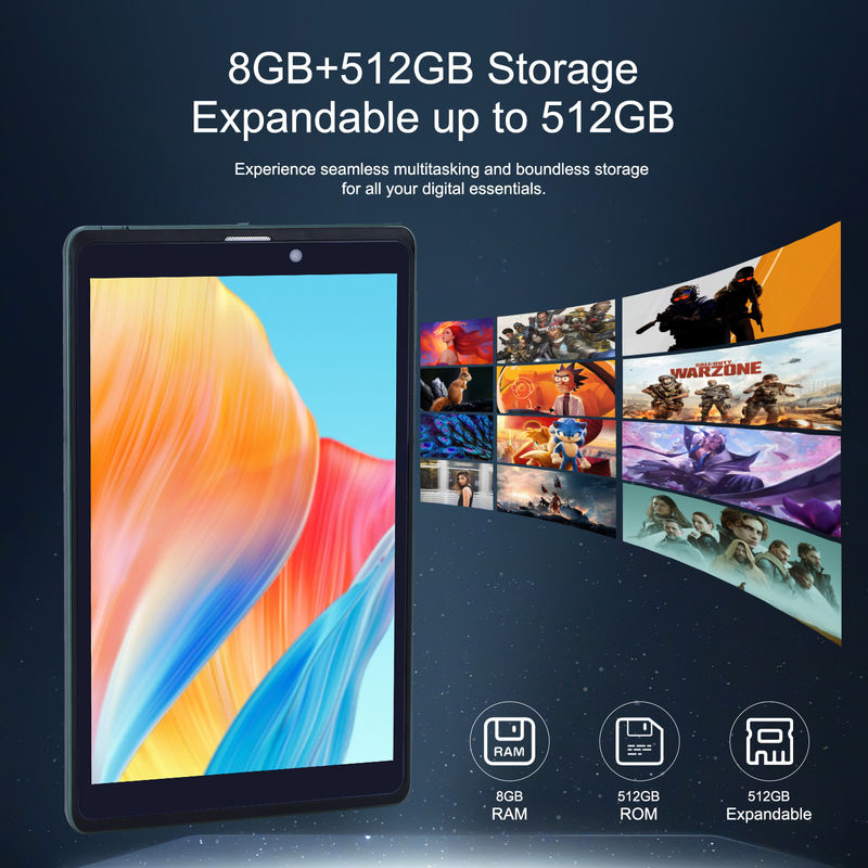 C-Idee Portable 8 Zoll Android Tablet PC mit Android 12 Quad-Core CPU 8 GB RAM 512 GB Speicher IPS HD Display CM818-Grün